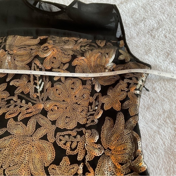 Pink Martini Gold Sheer Cocktail Dress M Black Mesh‎ Mini - Picture 11 of 14